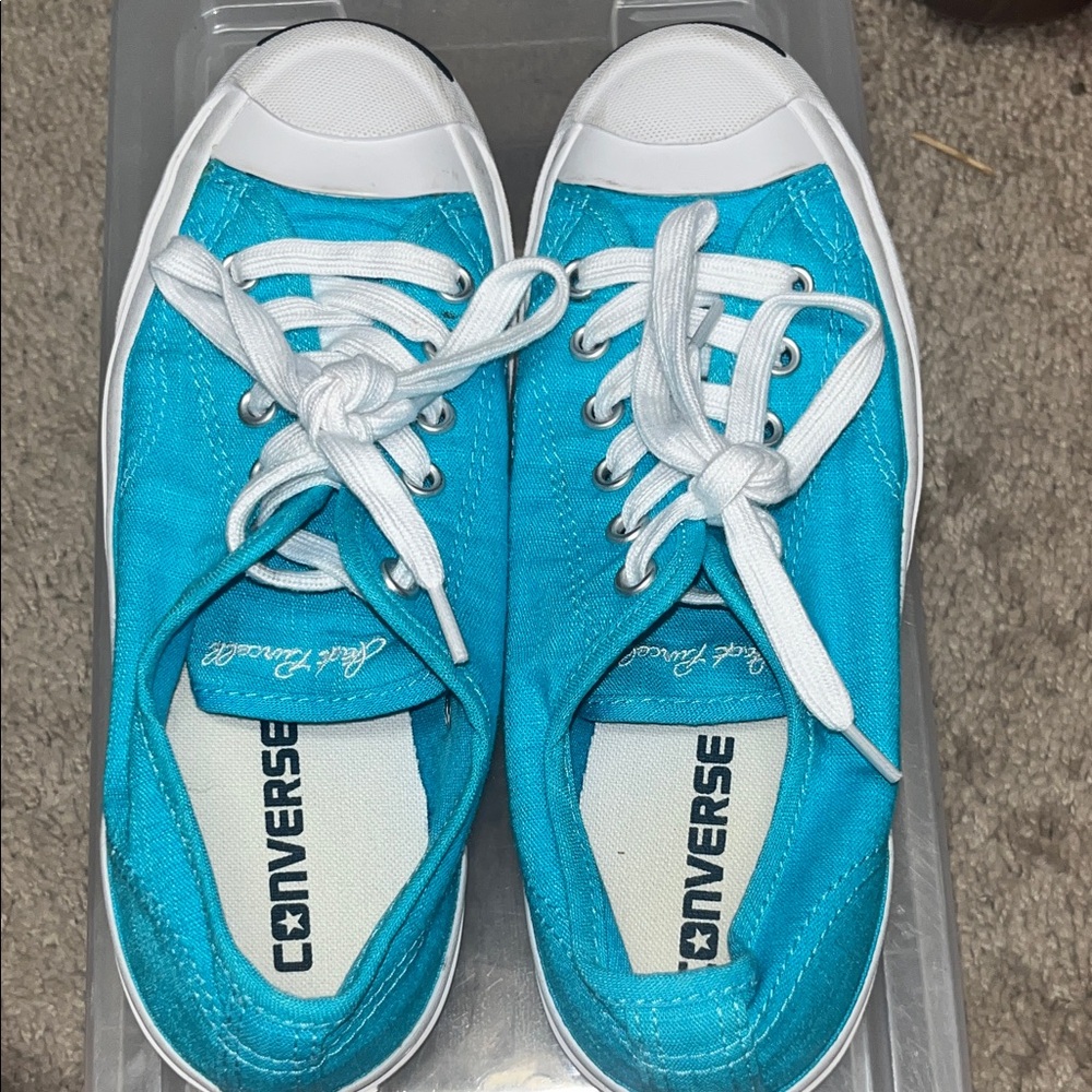 Converse Kids Turquoise and White Low-Top Sneakers